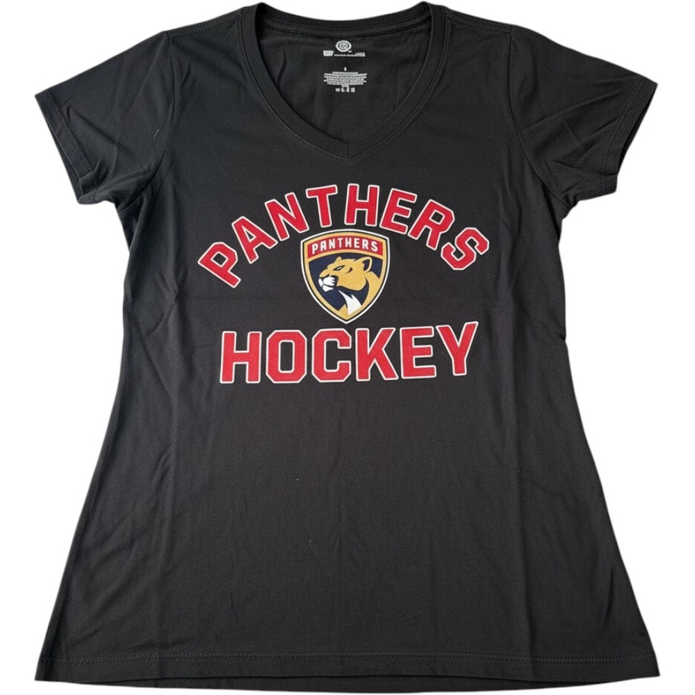 Fanatics NHL Florida Panthers Womens Black V Neck Tee Shirt Size Small New